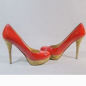 GUESS FAUX PATENT LEATHER CORK HEEL OFFERS EXCEPTED